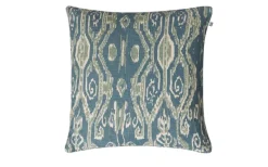 Ikat Madras Kuddfordral Light Beige/Heaven Blue/Aqua